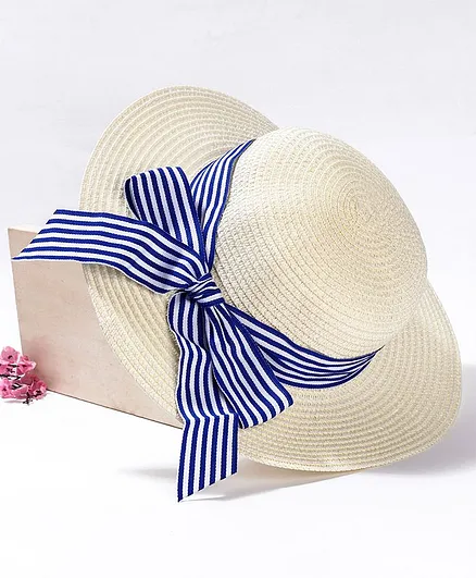 Babyhug Hat Ribbon Embellished - Off White