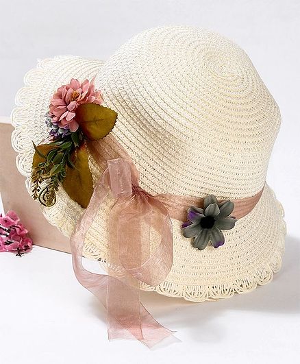 Babyhug Hat Floral Embellishment - Off White