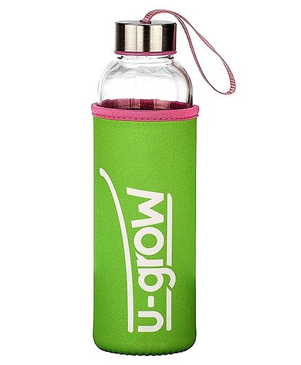 U-Grow Glass Bottle with Thermally Insulated Green Cover - 520 ml