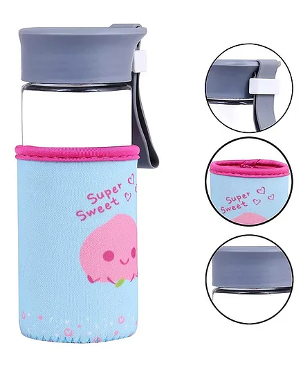 U-grow Wide Neck Glass Bottle with Insulation Cover Grey - 300 ml