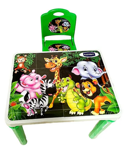Kuchikoo Jungle Small Table Chair Combo - Green
