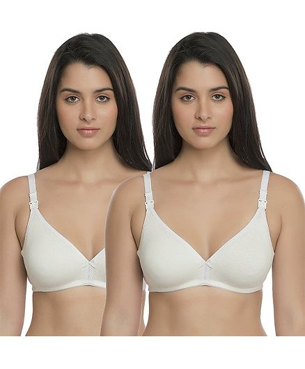 Inner Sense Solid Organic Antimicrobial Nursing Bra Pack of 2 - White