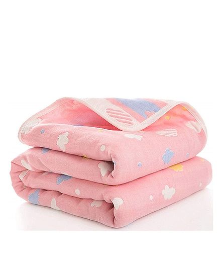 Syga Pure Soft Cotton Blanket Cloud Print - Pink