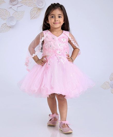 Mark & Mia Sleeveless Embellished Party Frock With Cape - Pink