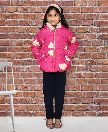 PASSION PETALS Clouds Print Full Sleeves Hooded Jacket - Pink