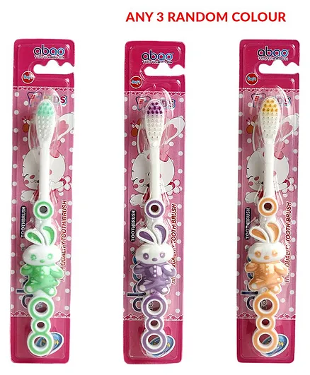 PASSION PETALS Rabbit Shape Toothbrush Pack of 3 (Colour May Vary)