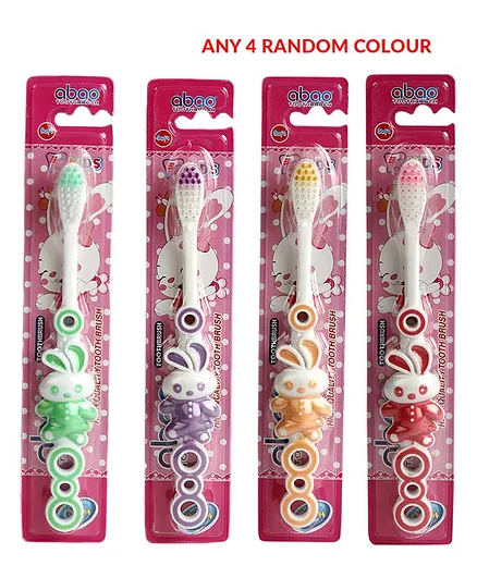 Passion Petals Rabbit Shape Toothbrush Pack of 4 (Colour May Vary)