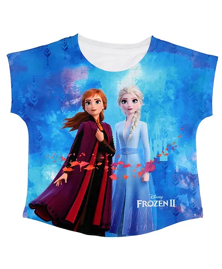 Disney By Crossroads Frozen Sisters Printed Short Sleeves Top - Blue