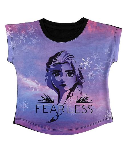 Disney By Crossroads Frozen Fearless Elsa Print Short Sleeves Top - Purple