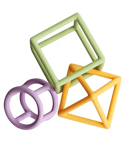 Little Rawr Silicone Geometric Teether Set Multicolour - Pack of 3