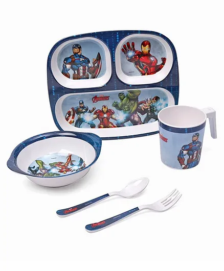 Marvel Avengers Print Feeding Set of 5 - Blue