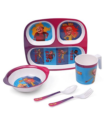Motu Patlu Print Feeding Set of 5 - Blue