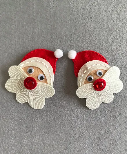 Kalacaree Santa Theme 1 Pair Of Alligator Clip - Red