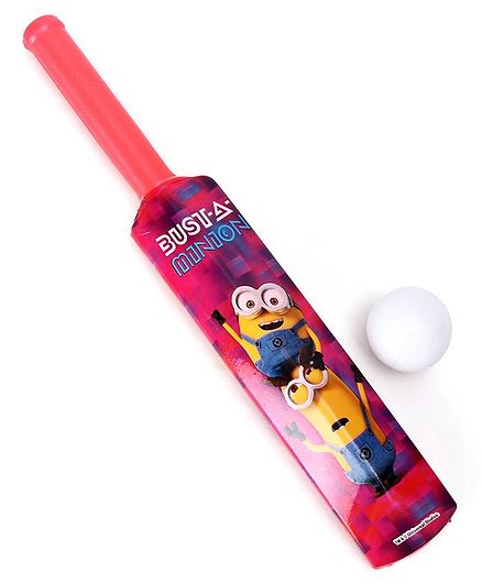 Minions Cricket Ball and Bat (Color & Print May Vary)