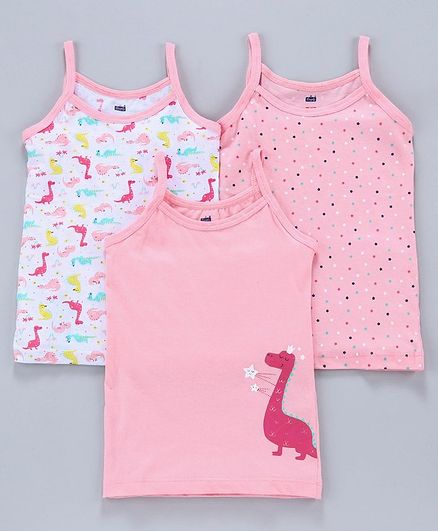Simply 100% Cotton Singlet Printed Slips Pack of 3 - Peach