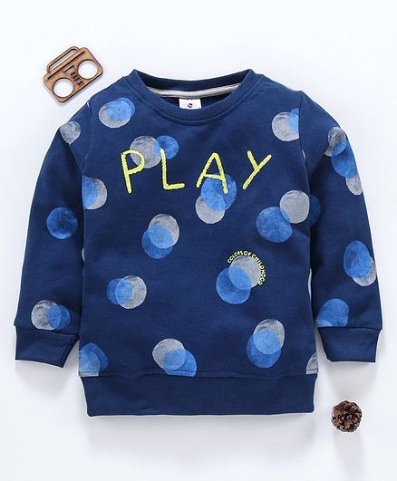 Ollypop Full Sleeves Sweatshirt Play Print - Dark Blue