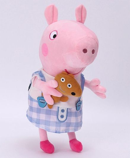 Peppa Pig Soft Toy In Plaid Skirt Costume Blue - Height 30 cm