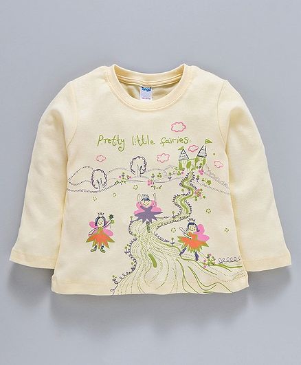 Tango Full Sleeves Top Floral Print - Light Yellow