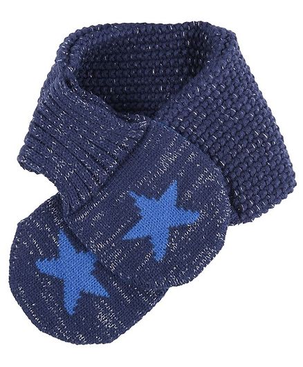 Yellow Bee Boys Knitted Star Scarf - Blue