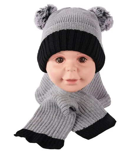 Yellow Bee Hat And Scarf Set With Pom Pom
