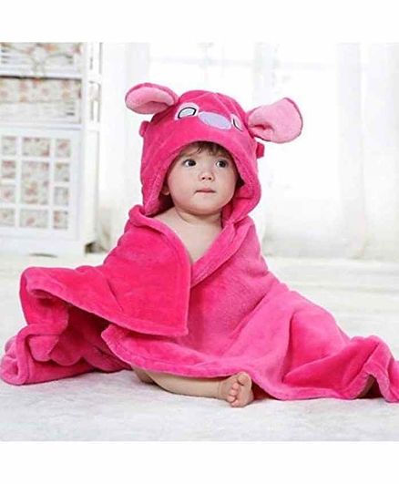 ZOE Hooded 2 In 1 Baby Blanket Cum Wrapper Animal Design - Pink