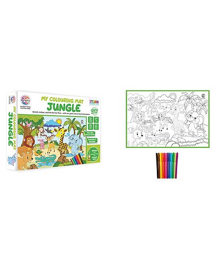 Ratnas DIY Colouring Mat With Sketch Pens Jungle Theme - Multicolour