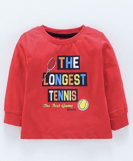 Cucumber Full Sleeves T-Shirt Tennis Print - Red