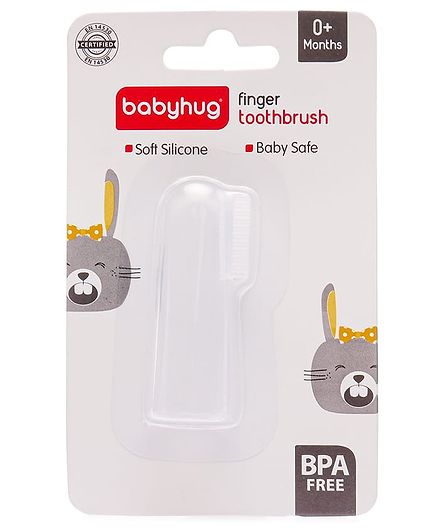Babyhug Transparent Silicone Finger Brush - White