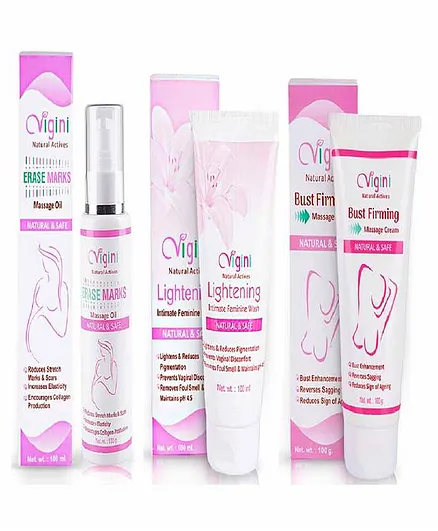 Vigini Erase Mark Oil Lightening Intimate Wash & Bust Firming Cream Combo - 100 ml Each