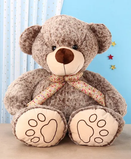 Dimpy Stuff Teddy Bear With Printed Muffler Brown - Height 90 cm