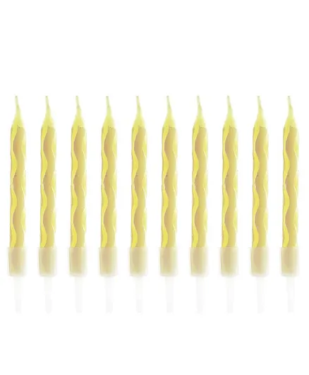 Party Anthem Spiral Candles Yellow - 10 Pieces