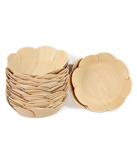 Party Anthem Wooden Flower Shaped Bowl Brown - Pack of 24