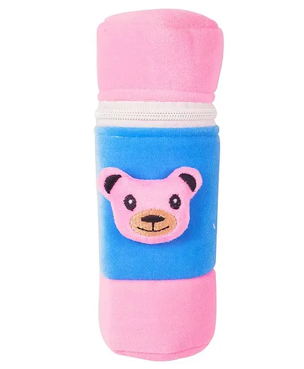 Ole Baby Popup Cute Face Plush Feeding Bottle Cover Pink & Blue - 500 ml