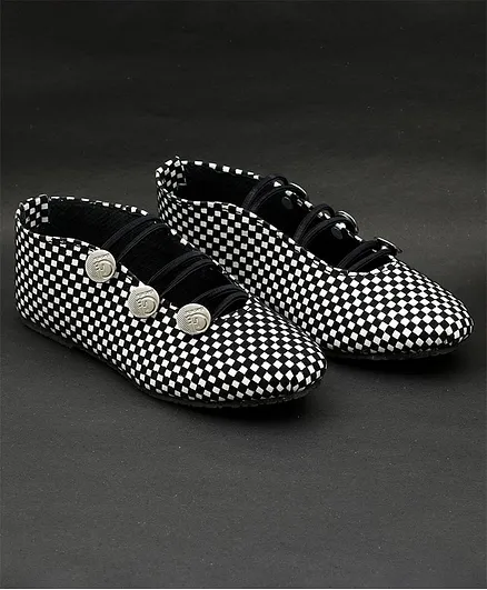 Little Palz Checked Mojaris - White