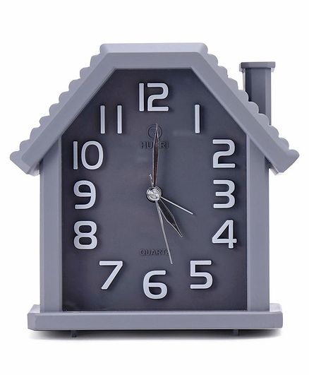 Quartz Alarm Clock House Shape - Gery