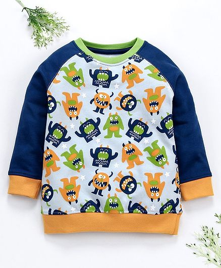 Ventra Monster Printed Full Sleeves Sweatshirt - Blue