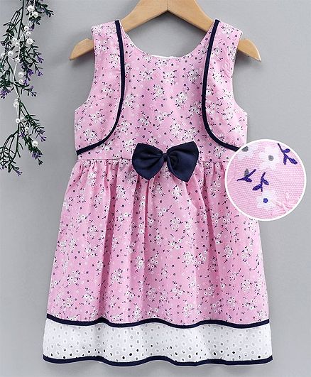 Enfance Core Sleeveless Flower Print Dress - Pink