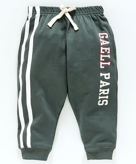 Doreme Full Length Fleece Bottom Text Print - Olive