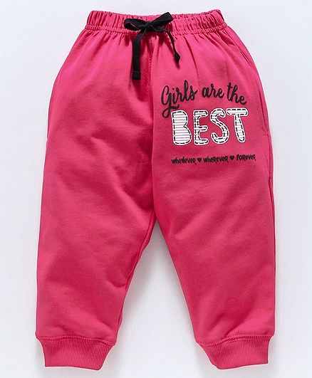 Doreme Full Length Fleece Bottom Text Print - Pink