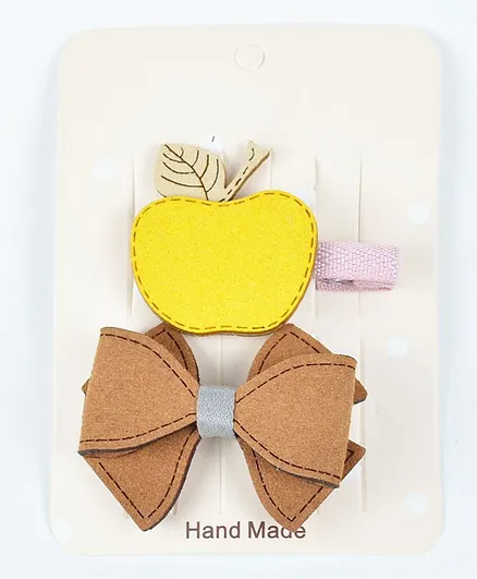Kidofash Apple And Bow Design Hair Clips - Light Pink