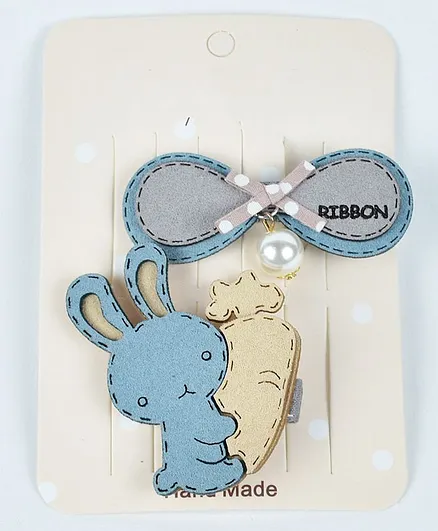 Kidofash Bunny & Bow Design Hair Clip Set - Light Blue