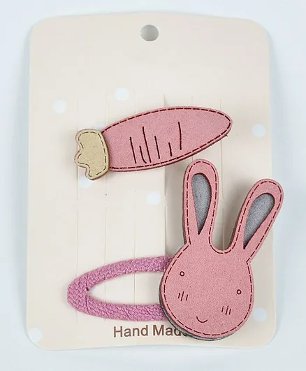 Kidofash Bunny & Carrot Design Hair Clip Set - Light Pink