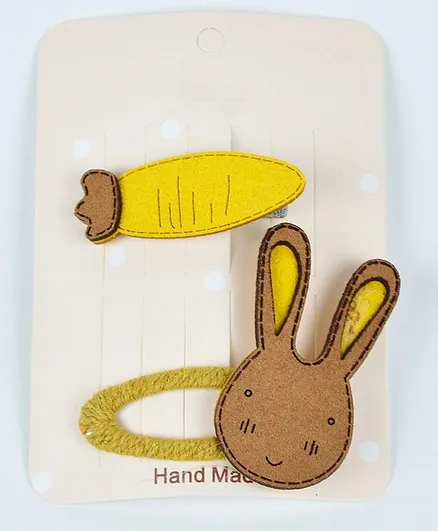 Kidofash Bunny & Carrot Design Hair Clip Set - Yellow