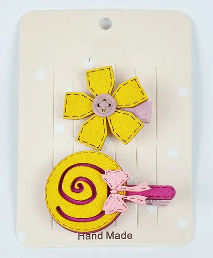 Kidofash Flower & Lolly Candy Design Clip Set - Yellow