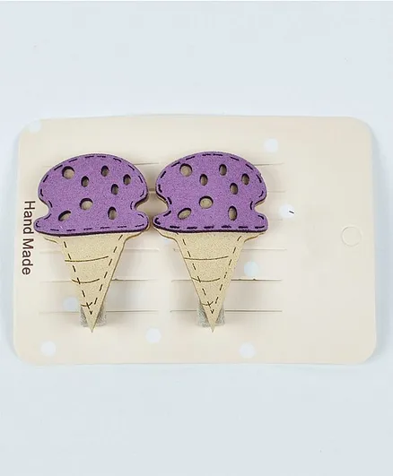 Kidofash Ice Cream Pattern Hair Clip Set - Purple