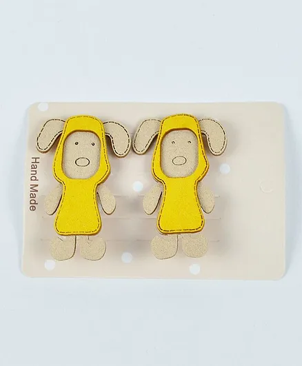 Kidofash Dog Pattern Hair Clip Set - Yellow