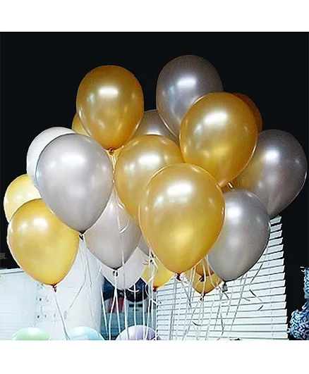 Shopperskart Metallic Balloons Golden Silver - Pack of 50