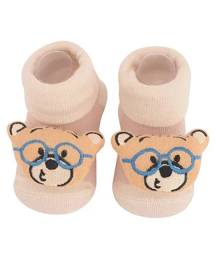 Yellow Bee Teddy Anti-Skid Stuffed Toy Sock Shoes - Beige