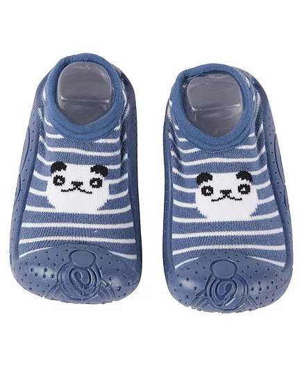 Yellowbee Ankle Length Anti Skid Sock Shoes Panda Design - Blue