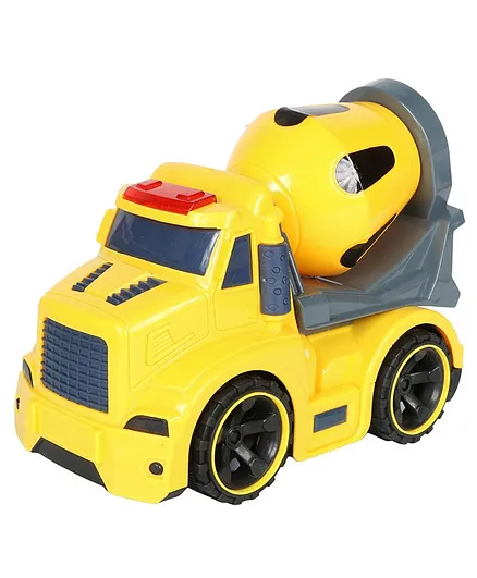Planet of Toys Friction Powered Cement Mixer Truck Construction Vehicle Toy with Light & Sound - Yellow